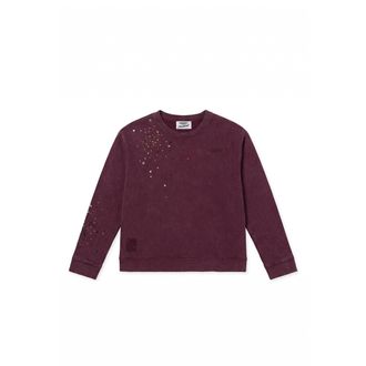 Freddy Felpa Girocollo Donna Effetto Marmorizzato con Strass