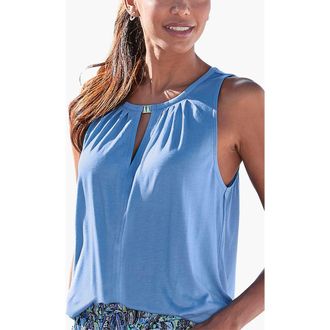 Lascana Sleeveless Keyhole Top in Blue at Nordstrom, Size 14