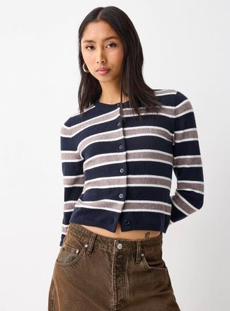 Twik Womens Multi-striped Cardigan Sweater