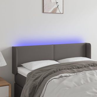 vidaXL Cabecero Con Led Cuero Sint&eacute;tico Gris 147x16x78/88 Cm Vidaxl