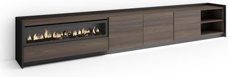 Skraut Home Skraut Home - Mueble Tv, Televisi&oacute;n, Muebles De Sal&oacute;n, Almacenaje, 310x37x50cm, Para Tv Hasta 80, Chimenea El&eacute;ctrica, Led, Estilo Moderno, Roble Oscur