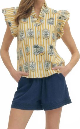 Entro Golden Striped Top In Yellow