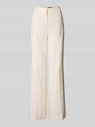 Marc Cain Wide Fit High Waist Stoffhose aus Leinen-Mix mit Viskose-Anteil in Sand, Gr&ouml;&szlig;e 34