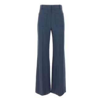 Victoria Beckham Alina Trousers - female - Victoria Beckham - Wide Trousers - Blue - 2XS - Trousers