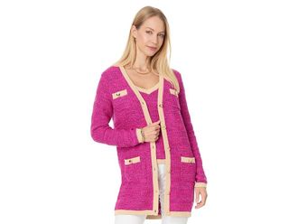 Lilly Pulitzer Tannery Sweater Set Womens Sweater Passion Fruit Pink Moonlight Tweed : XS, Jersey/Polyester/Spandex