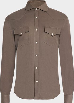 Brunello Cucinelli Mens Cotton and Silk Western Shirt