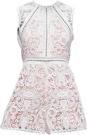 Alexis Alexis Makenna Paisley Lace Eyelet Trim Bridal Playsuit Romper