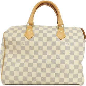 Louis Vuitton Azur White Coated Canvas Boston Bag (Pre-Owned)