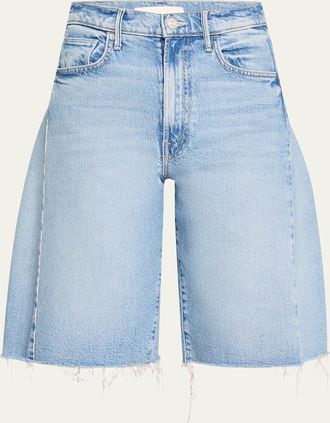 Mother The Half-Pipe Bermuda Fray Denim Shorts