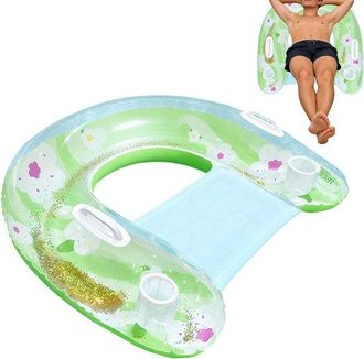 OEM Silla Flotante - Balsa Hinchable - Relajaci&oacute;n Acu&aacute;tica - Con Portavasos - 90 X 70 Cm - Azul