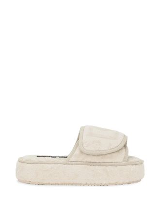 Dolce & Gabbana logo-embroidered slippers - Neutrals