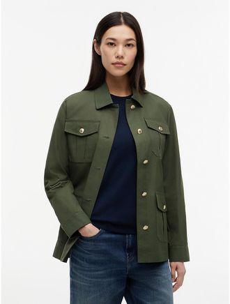 Tommy Hilfiger Womens Water-Resistant Belted Utility Jacket - Green - XXL