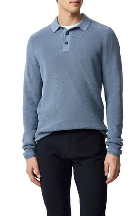 Rodd & Gunn Eastern Bush Long Sleeve Cotton Rib Polo Sweater in Flint at Nordstrom, Size Xxx-Large