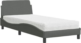 vidaXL Cama Con Colch&oacute;n Tela Gris Oscuro 90x190 Cm Vidaxl