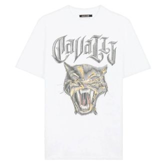 Roberto Cavalli Jaguar Print Cotton T-Shirt, Size X-Large