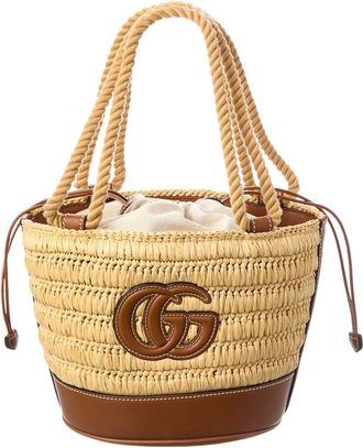 Gucci Gg Mini Leather-Trim Bucket Bag