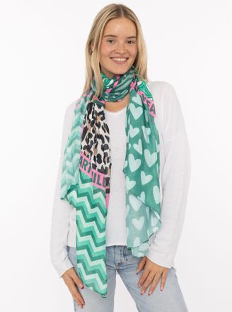 Zwillingsherz Schal ZWILLINGSHERZ Viskose Mix Wild Heart Mix, Damen, gr&uuml;n, Obermaterial: 80% Polyester, 20% Viskose, Modet&uuml;cher Schal, leichter Schal mit Herz und L