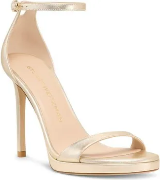 Stuart Weitzman Nudist Platform Sandal in Light Gold at Nordstrom, Size 8.5