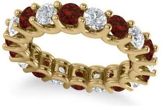 Allurez Diamond & Garnet Eternity Wedding Band 14k Yellow Gold (3.53ct)