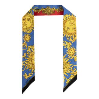 Versace Silky Scarves, female, Blue, Size: ONE SIZE Printed Silk Twill Ribbon
