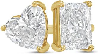 Diana M. Jewels 18kt yellow gold 8ct Lab Grown Radiant & Heart Diamond Two-Stone Ring