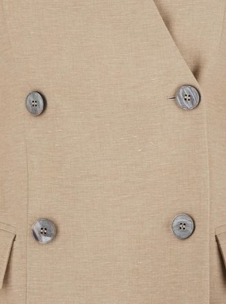 Tela Womens Double-Breasted Jacket Linen Blend Beige Blazers