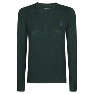 Polo Ralph Lauren Truien & Vesten, Dames, Groen, S, Julianna maglia girocollo a trecce