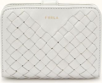 Furla Gerla Portafoglio Compatto Marshmallow Bianco Pelle Nappa Intrecciata Donna