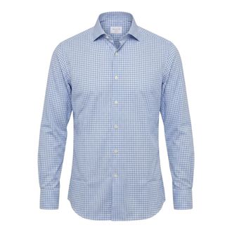 Xacus 006C Camicia - Heren - Zakelijke Overhemden - Blauw - S - Katoen - Overhemden