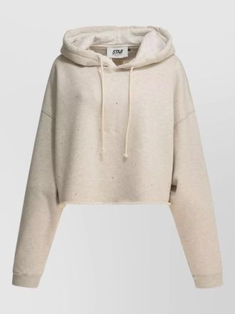 Golden Goose cropped hoodie star motif drawstring hood
