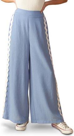 Flying Tomato Wavy Wide Leg Pants in Blue at Nordstrom Rack, Size Medium