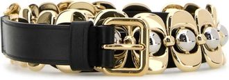 Miu Miu Black Golden Leather And Metal Belt