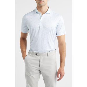 Johnnie-O Backcourt Shuttlecock Print Featherweight Performance Polo in White at Nordstrom, Size Xx-Large