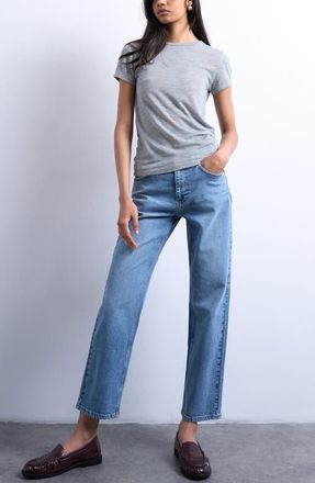 Topshop Orson Straight Leg Jeans in Light Blue at Nordstrom, Size 34 Tall