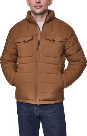 Levi's Stand Collar Puffer Jacket in Brown at Nordstrom, Size Xx-Large