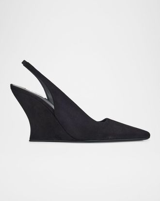 Alaia 90mm Suede Slingback Pumps