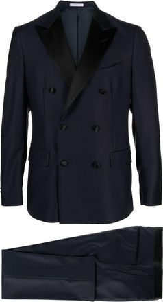 Boglioli peak-lapels double breasted suit - men - Viscose/Polybutylene Terephthalate (PBT)/Spandex/Elastane/Virgin Wool - 54 - Blue