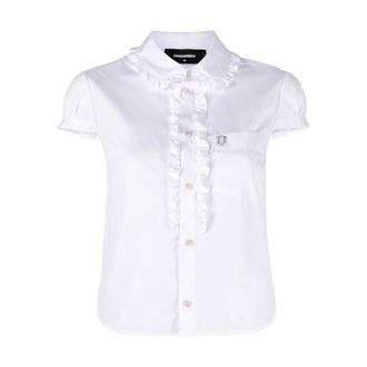 Dsquared2 Dames, Blouses & Shirts, Wit, Maat: 2XS Katoen