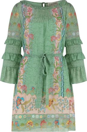Saloni Lori floral-print mini dress - Green