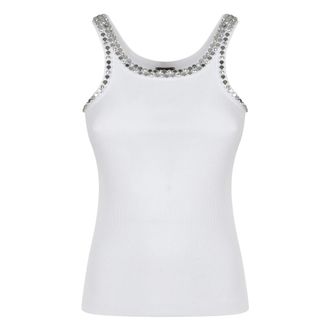 Pinko Sleeveless Tops, female, White, Size: M Coriandoli Canotta Costina