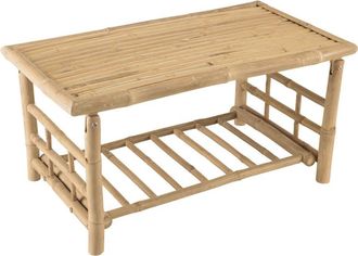 Macabane Mesa de centro rectangular de bamb&uacute; 90 x 49 cm
