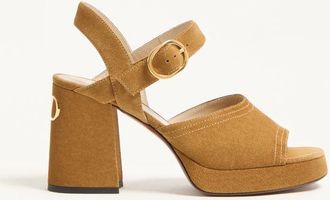 Valentino Garavani Fawcette Platform Crust Leather Sandal 100Mm Wo