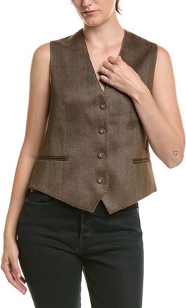 Officine G&eacute;n&eacute;rale Cleo Herringbone Linen-Blend Vest