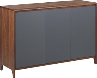 Beliani Beliani - Aparador Madera Oscura/gris Con Gabinete De 3 Puertas De Madera De Ingenier&iacute;a Estilo Retro Medfort