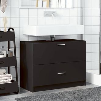 Berkfield Home Sink Cabinet Black 78x37x59 cm Engineered Wood | Size: 78 x 37 x 59 cm