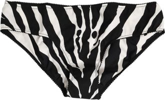 Dolce & Gabbana Black White Zebra Print Slip Briefs Womens Underwear
