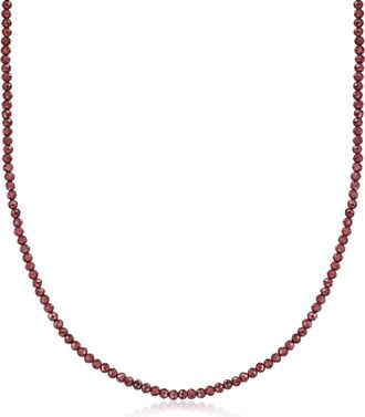 Ross-Simons Garnet Bead Necklace With 18kt Gold Over Sterling