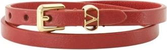 Valentino Garavani VLogo Signature Leren Armband - Dames - Armbanden - Rood - ONE Size - Leer - Accessoires