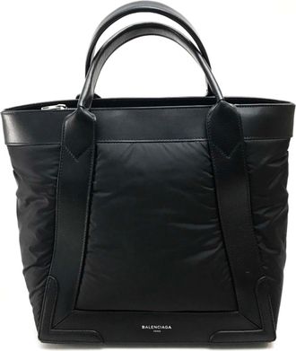 Balenciaga Black Nylon Leather Handbag Tote Bag (Pre-Owned)