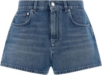 Moschino Patchwork Heart Denim Short Shorts - Dames - Denim shorts - Blauw - XS - Denim - Korte Broeken